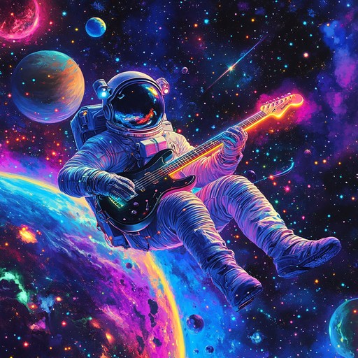 An energetic instrumental piece combining funky bass lines with spacey synth melodies and electro beats, taking listeners on a cosmic journey through sound and rhythm.