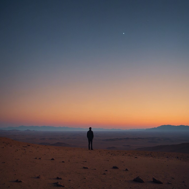 Envision a lone astronaut wandering the expansive martian landscape, lost in the beauty and isolation. Accompanied by soft, pulsating beats, the track blends into the quietude, allowing for a profound connection with the cosmos.