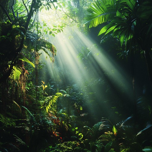 Immerse yourself in the mystique of a hidden rainforest where ethereal melodies intertwine with the ambient sounds of exotic wildlife. This composition features soft, enchanting rhythms and mystical tones that transport you to a magical and untouched natural paradise, evoking a sense of wonder and discovery.