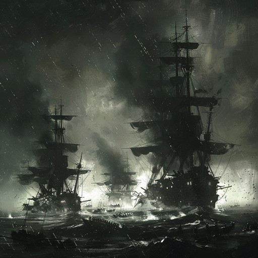 A powerful piece invoking the dread of an imposing naval fleet. Inspired by the might of the russian navy, it incorporates deep brass sections and intense percussion to create a sense of unease. Moments of dissonance and trills convey the tension of an impending threat. The arrangement crescendos to a fiercely dark climax, painting a sonic picture of naval dominance and mysterious waters.