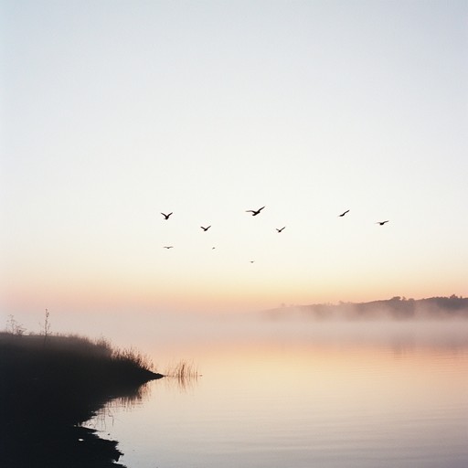 Imagine a soft dawn, the air crisp and fresh as delicate birdsongs intertwine seamlessly with gentle instrumental sounds, creating a tranquil auditory tapestry that evokes the peacefulness of a new day beginning.