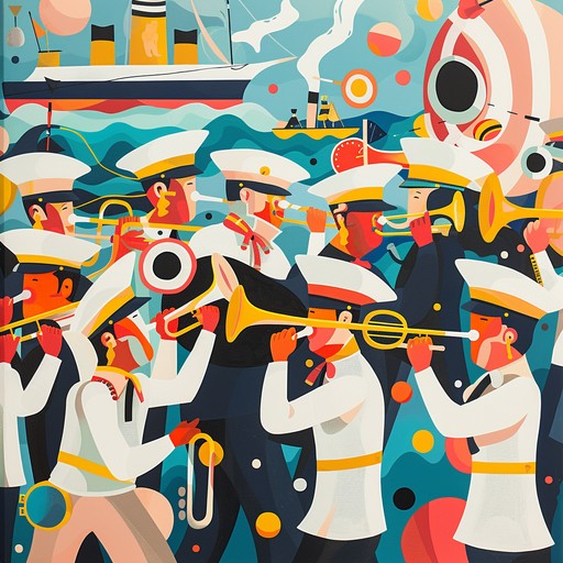 A spirited composition capturing the joy of a russian navy celebration. The piece is driven by lively brass, rhythmic drums, and traditional russian melodies, evoking the pride, camaraderie, and exhilaration of sailors as they partake in a joyous festivity. With a buoyant tempo, the music underscores a sense of unity and triumph, celebrating both historical and contemporary naval achievements.