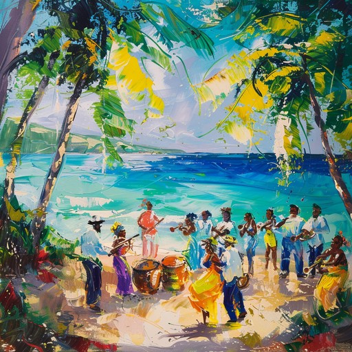 Experience a tropical beach carnival with this uplifting calypso song, where the festive rhythms and exuberant melodies of the steelpan create a joyful island party ambiance.