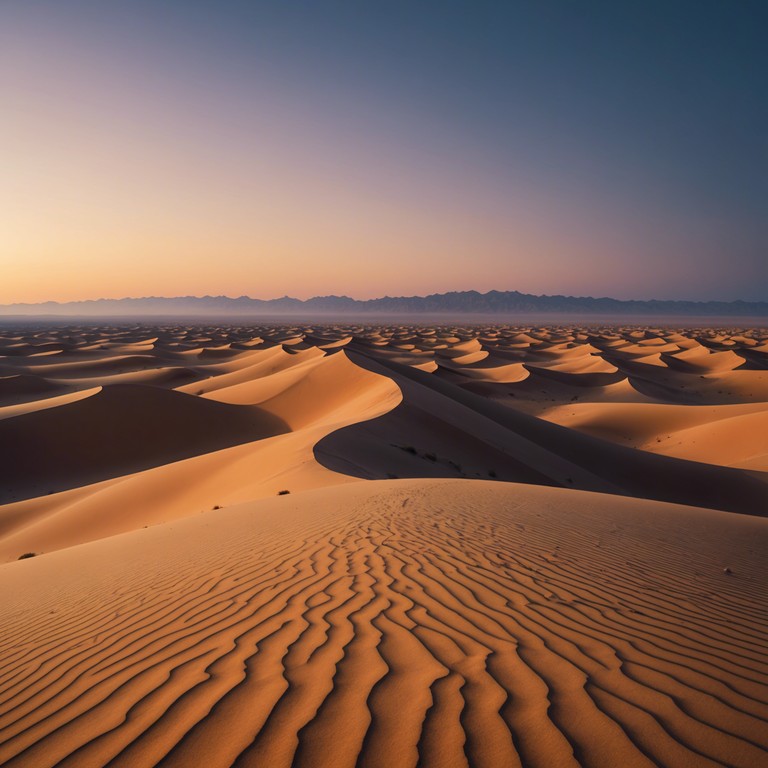 Echoes of sands presents a peaceful rendition featuring flute melodies that reflect the majesty and serene beauty of a desert at sunset, creating an auditory journey through tranquil sands.