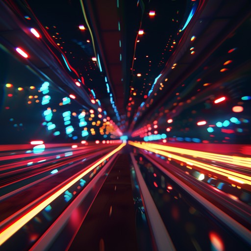 This instrumental song captures the electrifying essence of speed and movement with pulsating beats and a dynamic rhythm that invokes images of neon-lit cityscapes racing by.