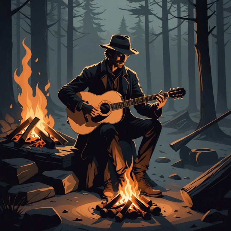 Imagine a lone troubadour under the stars, plucking strings that resonate through the valleys, his tales becoming part of the night air, blending with the whispers of the wind, as each note plays a narrative of ancient wisdom and timeless landscapes.