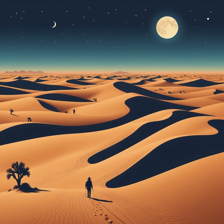 Drawing on the reflective mood of a lone figure under the boundless arabian night sky, this composition uses emotive oud chords to stir feelings of love and nostalgia, echoing the silent tales of ancient caravans moving through time worn paths.