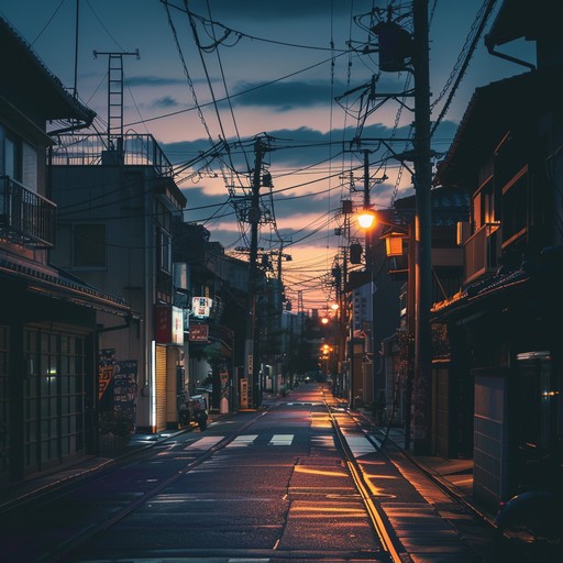 Experience the laid back essence of tokyo as the sun sets, bringing gentle synth sounds and mellow melodies that create a peaceful and dreamy atmosphere.