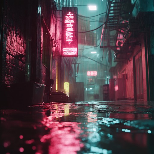 A haunting instrumental track painted with layers of atmospheric synthesizers, evoking the desolate longing within a glimmering cyberpunk metropolis. The piece unfolds through deep basslines and shimmering synth pads, capturing the contrast between fluorescent lights and shadowed alleys. The music journeys through pulsating rhythms and ambient textures, echoing the silent cries of a technologically advanced yet emotionally void society.