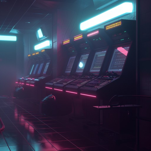 Dive into an unsettling soundscape with ghostly synth echoes reminiscent of an abandoned arcade from the 80s, blended with ambient noises to heighten the eerie nostalgia.