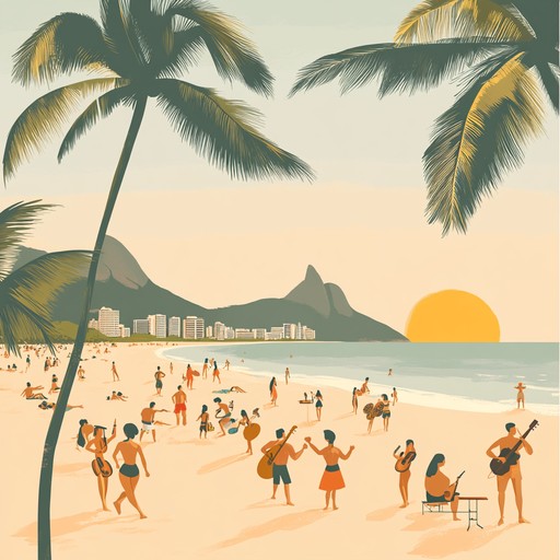 Experience the vibrant and lively spirit of rio de janeiro in this exhilarating bossa nova piece. The energetic strumming of the guitar, combined with rhythmic percussion and smooth melodies, evokes images of sunlit beaches, fun gatherings, and dancing under the clear blue sky. The music flows with dynamic changes, keeping listeners engaged and joyful throughout the track.