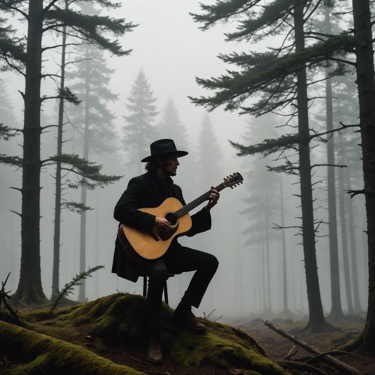 This piece evokes the eerie silence of forgotten places, narrated through an instrumental ballad performed by a lone troubadour. As the melody develops, it captures the essence of tales untold, winding smoothly through peaks and valleys of emotion. The haunting echoes of the past guide the troubadour on a spectral journey of self discovery and ancient secrets.