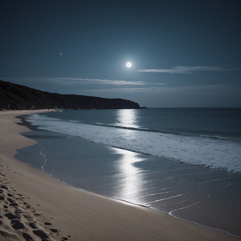 Imagine dancing slowly on a cool, soft beach as the moon shines brightly, illuminating the sea and creating a perfect backdrop for a night filled with romance and mystery. The music envelops the scene, a gentle guitar strum mingling with the sound of distant waves, creating an intimate, dreamy atmosphere.