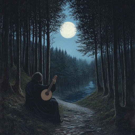 An atmospheric composition with intricate lute work, taking listeners on a magical journey through ancient tales sung by a troubadour. The moonlit setting and subtle dynamic shifts create a sense of mysticism and wonder, perfect for evoking medieval enchantments.