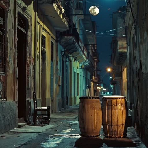 Experience the pulsating heartbeat of havana with a dramatic afro cuban instrumental that captures the intense and anxious energy of a restless night. Intricate percussion layers create a dizzying effect, while the rhythm ebbs and flows unpredictably, evoking the city's vibrant yet unsettled atmosphere.