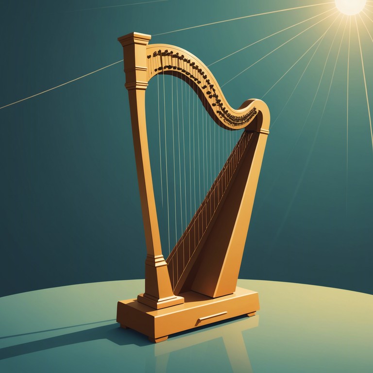 Imagine a softer version of the main title, focused more intensely on minimalistic expressions where each pluck of the harp’s strings feels like a gentle stir in a calm lake, enhancing the tranquil and meditative quality of the piece.