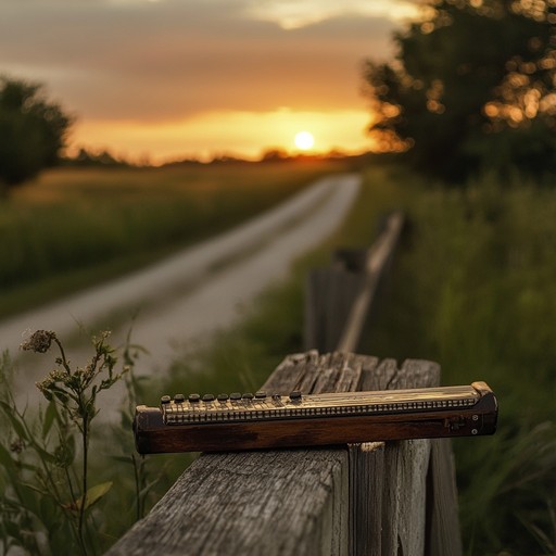 An instrumental country track featuring mellow harmonica and acoustic guitar melodies that capture the tranquil essence of rural backroads in the 1960s, instilling feelings of peace and nostalgia.