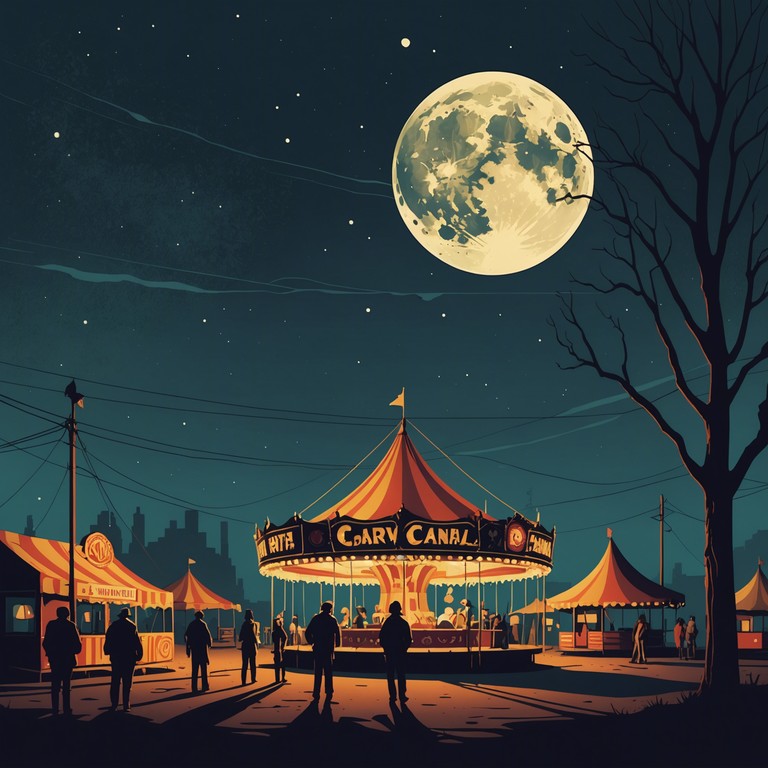 In this track, chilling harmonies cascade through a deserted carnival soundscape, where each note reverberates with tales of ancient secrets and ghostly whispers. The composition leverages unsettling silences punctuated by sudden bursts of discordant tunes that evoke the sense of an abandoned fairground under a moonlit sky.