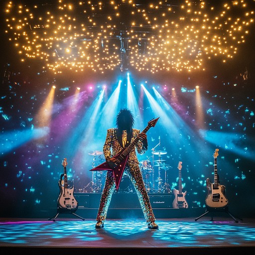 Experience a high energy fusion of electrifying riffs and pulsating rhythms, capturing the flamboyant essence of glam rock in an instrumental masterpiece that ignites the senses.