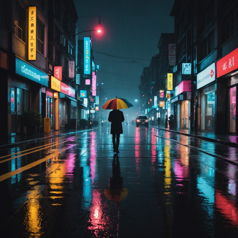 A track that combines the deep, soul tugging strains of blues with a more animated groove to illustrate the complexity of human emotions on a rainy urban night.