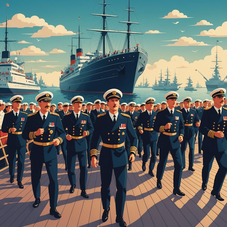 This instrumental track embodies the spirit of russian naval pride, combining traditional elements with a joyous festive atmosphere to evoke images of sailors celebrating historic victories at sea. Enriched with nationalistic fervor, the composition uses regional instruments to infuse a sense of authenticity and honor.