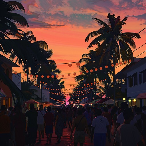 This track evokes golden twilight, featuring playful piano riffs with energetic samba percussion, conjuring a vibrant street festival. Breezy yet intricate, it inspires lively dance.