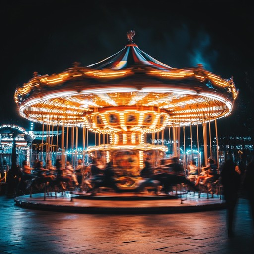 A lively and vibrant waltz that transports listeners to a bustling midnight carousel, filled with swirling lights and joyous energy. The melody evokes the excitement and magic of a fairground at night, with the rhythmic movement of the carousel and the laughter of the crowd.