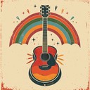 colorful and nostalgic with upbeat psychedelic guitar sounds