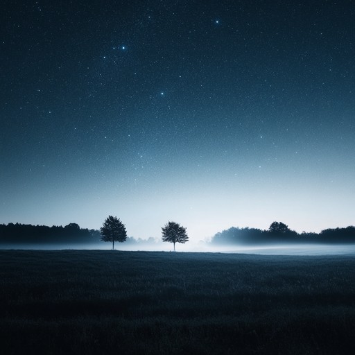 Evoke the tranquility of wandering through misty moonlit landscapes, where silhouettes shift and the air hums with ethereal whispers. Soft ambient tones and gentle melodies intertwine, creating a soundscape that feels both otherworldly and deeply soothing.