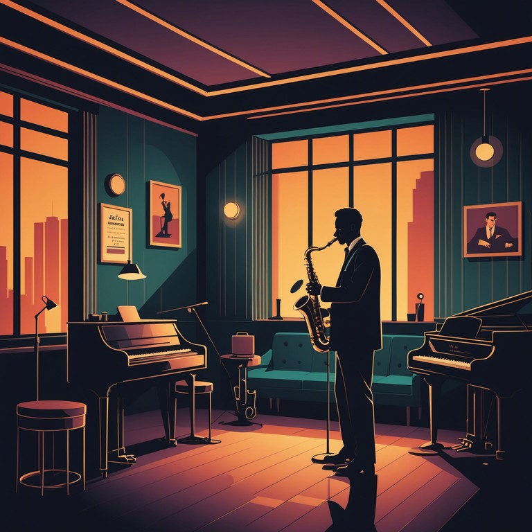 In a dimly lit, smoke filled room, the sound of a saxophone cuts through the heavy air, playing intricate, suspenseful melodies that evoke feelings of anticipation and mystery. This instrumental track is built around the complex, emotional tones of jazz with an underlying tension that keeps listeners on edge.