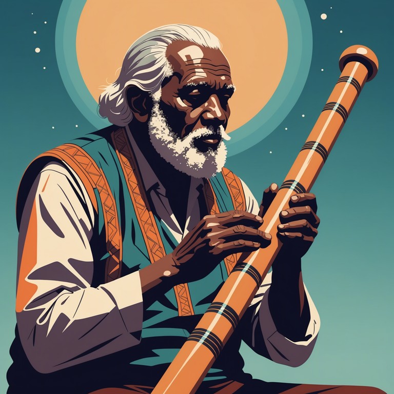 Echoes of tribal lore takes you on a sonic journey through the vast landscapes of time and culture, celebrating the unbroken spirit and wisdom of indigenous peoples through the enchanting sounds of the didgeridoo, complemented by a tapestry of ambient textures.