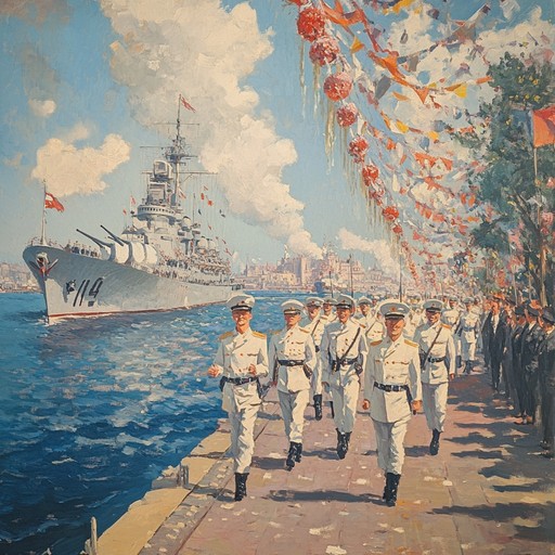 A vibrant instrumental piece celebrating the valiant spirit of the russian navy, featuring dynamic rhythms and uplifting melodies that evoke feelings of pride and joy. The composition blends traditional naval motifs with contemporary elements, capturing the essence of festivity and honor.