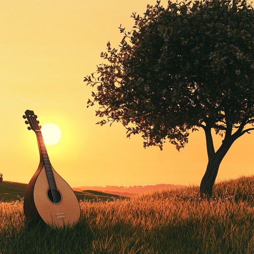 An instrumental folk melody played on the lute, echoing the serene and reflective atmosphere of tranquil fields, transporting listeners to a peaceful, rustic countryside.