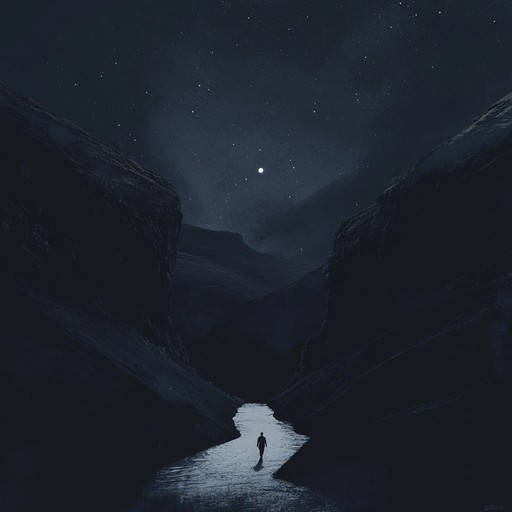 Experience the sensation of an urgent night run through an eerie landscape, with haunting background elements that heighten the feeling of impending threat. The electric guitar leads with sharp, staccato notes, paired with pulsating synth rhythms to create a tense, nerve wracking atmosphere.