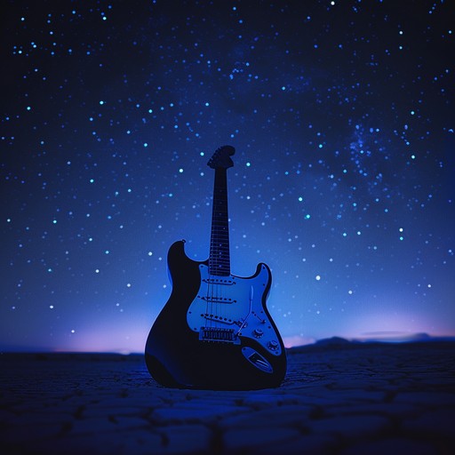 Delve into an ethereal blues rock journey, blending the soulful melodies of blues with a mystical, otherworldly vibe. Imagine the haunting beauty of a desert at midnight under a canopy of stars, with ghostly guitar riffs and ambient layers adding a transcendental feel. The track evokes a sense of wandering through timeless sands, capturing the profound mystery and serenity of the desert.