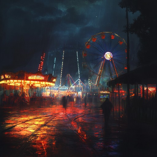 A mesmerizing instrumental capturing the essence of a haunted night carnival with danceable, eerie rhythms. It evokes an atmosphere of mystical suspense and dark excitement, blending eerie tunes with lively beats.