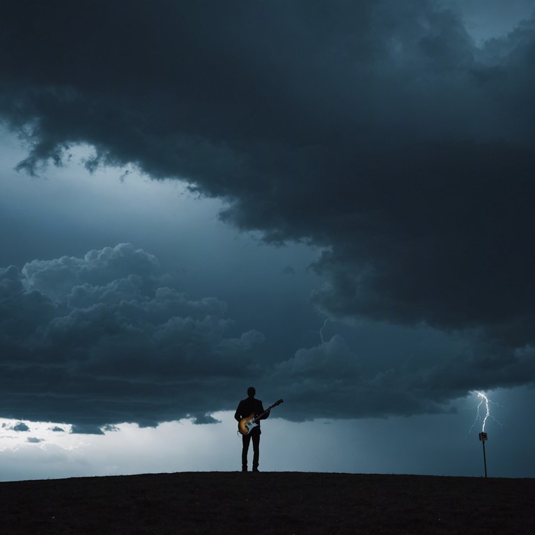 Imagine a powerful grunge track where haunting melodies intertwine with the wild energy of a storm, mirroring both the fury of nature and the raw aggression of distorted guitars and thunderous drums. From quiet whispers to a full throated roar, this track embodies a fierce confrontation with the elements.