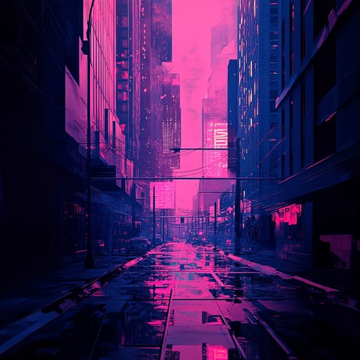 A foreboding journey through a neon lit, dystopian future, neon shadows eternal night uses dense, atmospheric layers of synthesizers, echoing industrial sounds, and minimalist robotic beats. The track evokes images of synthetic cities, cloaked in shadow and mystery, creating an immersive auditory landscape.