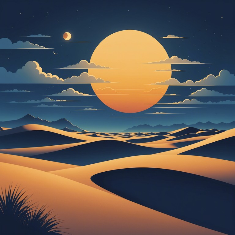 In this track, traditional middle eastern strings entwine with african rhythms, creating an enchanting instrumental fusion. Picture a crisp, new dawn breaking over vast, tranquil dunes, awakening the sprawling desert with gentle warmth and vibrant energy. The song carries the listener across sands and time, promising adventure and discovery, where every note is a footprint in the untouched sands of the majestic sahara.