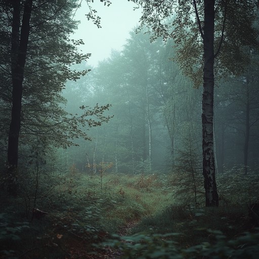 Deep in a mystical forest, the haunting echoes of acoustic strings weave through ancient woodland paths, telling stories of lost spirits and forgotten lands, pulling the listener into an eerie, yet beautiful, immersive experience