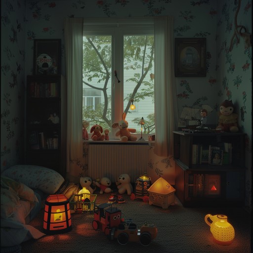 Unsettling children's melodies paired with eerie lullabies that blend soft xylophonic tones to create a spooky, yet soft, auditory experience that is both dark and mysterious.