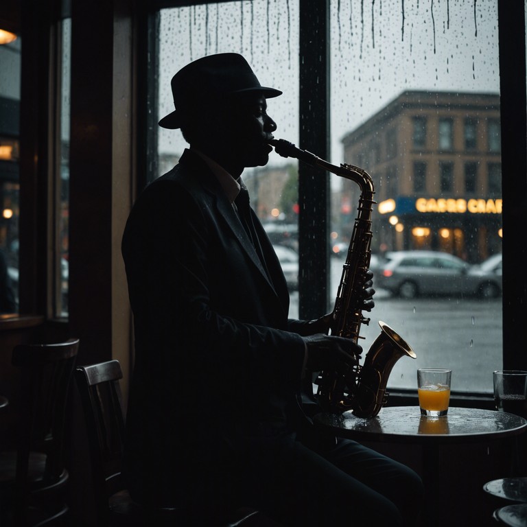 A soul stirring saxophone swing number that evokes the imagery of reflecting on past memories as rain gently taps against the window, combining a sense of nostalgia with deep reflection.