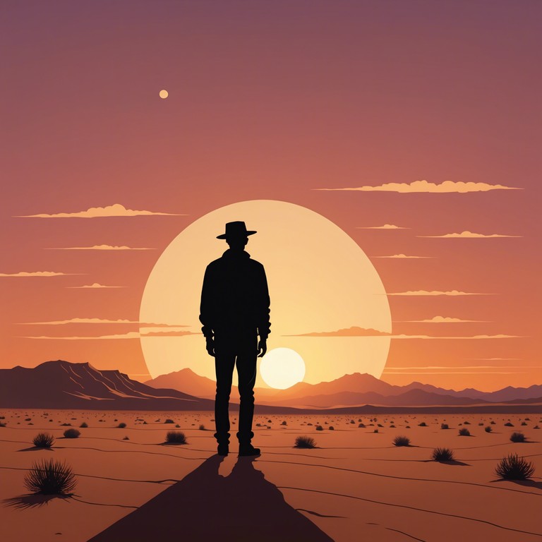 Imagine standing in the midst of a vast, desolate desert as the sun sets, casting long shadows and carrying the sounds of a haunting, melodious harmonica that echoes the eerie serenity of the scene. This instrumental captures that haunting feeling of isolation and the subtle threat that lurks within the beauty of the desert.