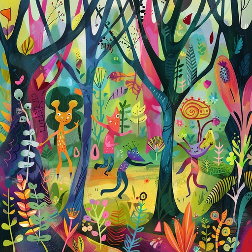 With a colorful blend of eclectic instruments, this song paints a whimsical picture of forest creatures dancing joyously under the moonlight. Each melody and rhythm transports listeners to an enchanting woodland filled with playful surprises and magical moments.