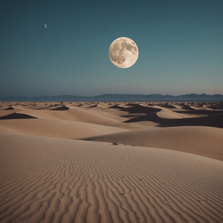 In the vast expanse of the sahara, shadows cast by the crescent moon dance alongside deep, rhythmic drumbeats. The music encapsulates the intensity and mystery of a night in the desert, with pulsating percussion that accentuates the solitude and the timeless spirit of the sands.