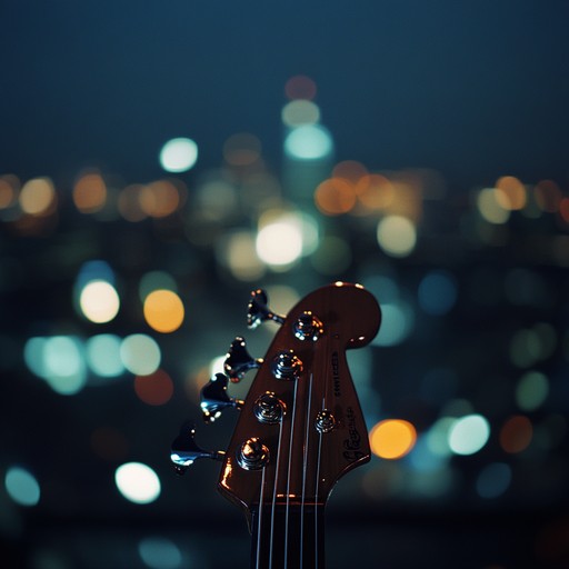 This alternative description focuses on the harmonious synergy between the city’s ambient sounds and the rhythmic bass that provides a musical reflection of the city at night. It paints a sonic picture of the city as a living organism, moving and breathing in tune with the bass lines that illuminate its character and mood.