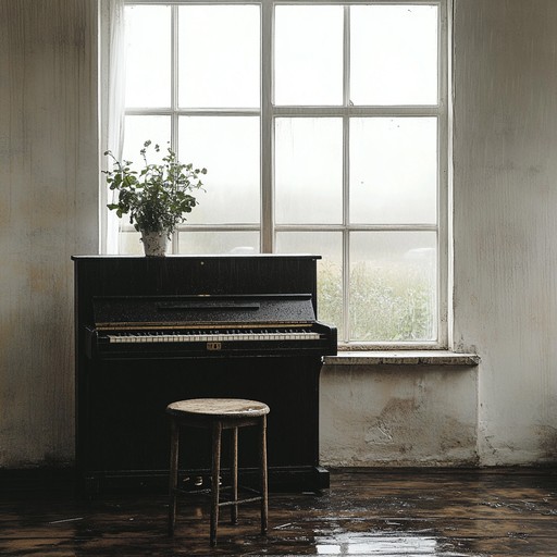 A minimalist piano track drenched in sorrow, evoking the quietude and melancholy of a rainy, cloudy afternoon. The gentle, repetitive melody creates a soothing yet somber atmosphere, perfect for moments of deep reflection and wistful longing.