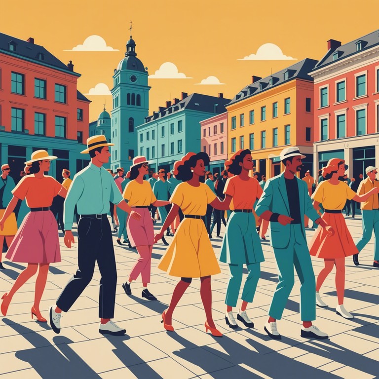 Imagine walking through berlin's vibrant streets during a festive summer celebration, the music capturing the cheerful spirit with bouncing rhythms and melodic hooks that invite smiles and spontaneous dancing. The catchy tune carries a sense of lightness and joy, perfect for a sunny day out.