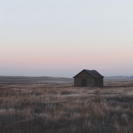 An instrumental piece melding traditional sertanejo guitar with atmospheric, haunting tones, capturing the loneliness and sorrow of an abandoned ranch at dusk. Echoes of the past resonate through empty fields, enveloping the listener in a haunting dance between memories and reality.