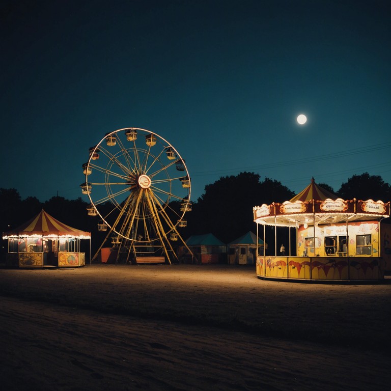 Imagine a deserted carnival at midnight, with shadows lurking around dimly lit rides. Distorted echoes of laughter combine with the eerie, persistent rhythms of a bassoon, conjuring a sense of dark whimsy and abandoned revelry.